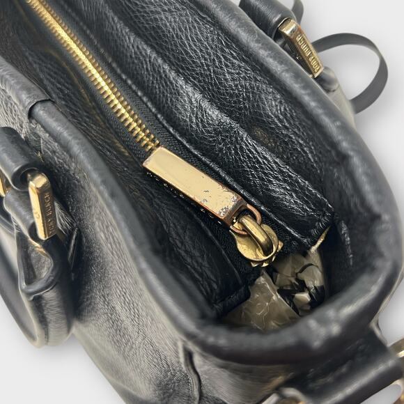 Tory Burch Amanda Mini Satchel Bag Black Pebbled Leather Crossbody - Picture 8 of 16